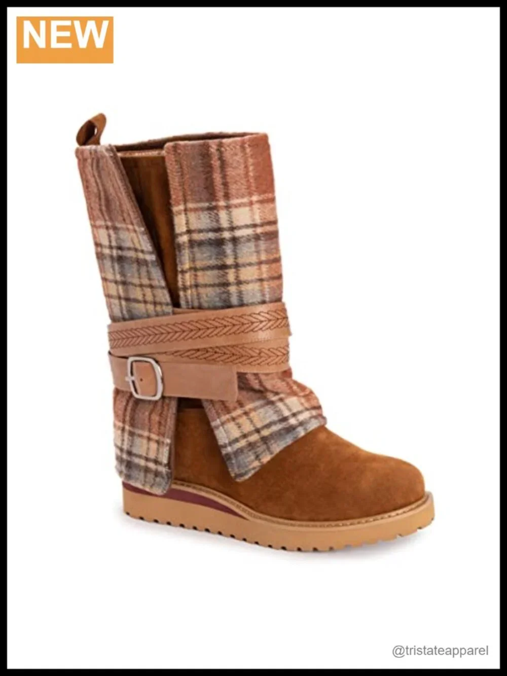 Women's Mid-Calf Pull-On Boots Faux Suede Faux Fur Lining Memory Foam